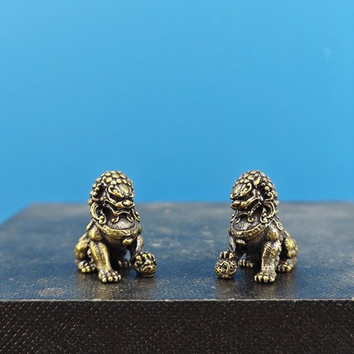 Pair brass chinese guardian - brass,