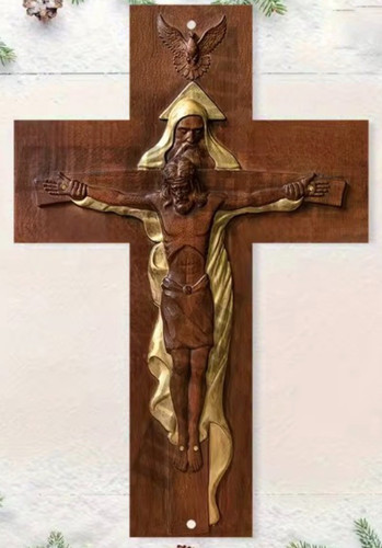 Trinity wall cross - metal, jesus