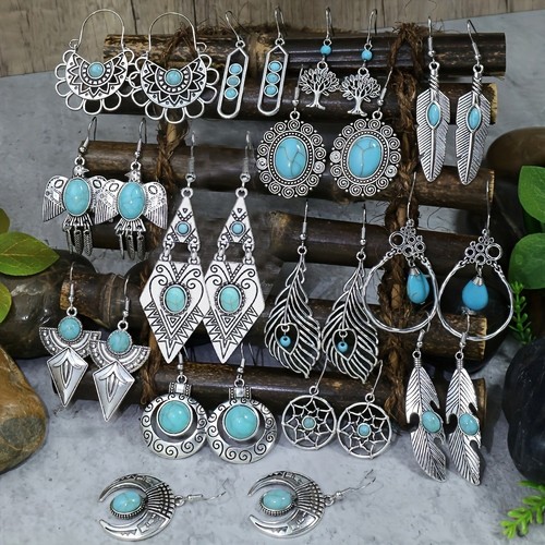 Turquoise gemstone earring - turquoise,