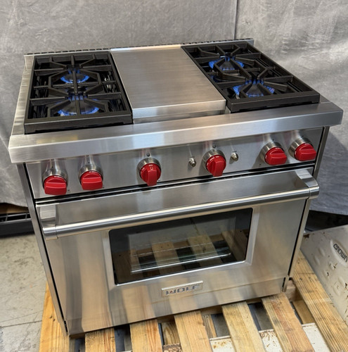 Wolf gr364g gas range 4 - wolf, 36"