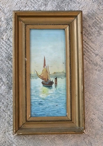 Antique framed sailboat off - antique,