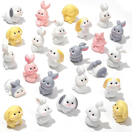 32pcs miniature resin rabbits - resin,