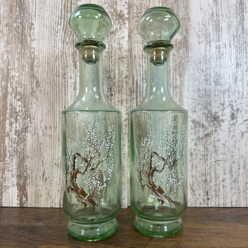 Vintage green glass decanter - glass,