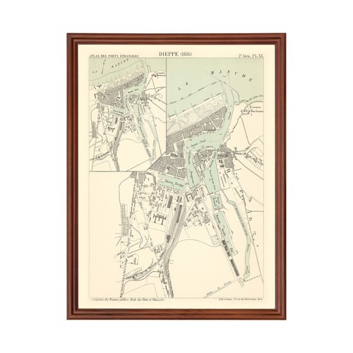 Old map dieppe 1886 - old, of