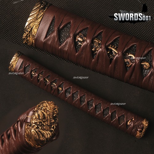 Real black rayskin tsuka - tsuka, brass