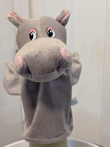 Hippopotamus hand puppet gray - hand,