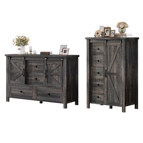 2pcs dresser farmhouse sliding - 2pcs,