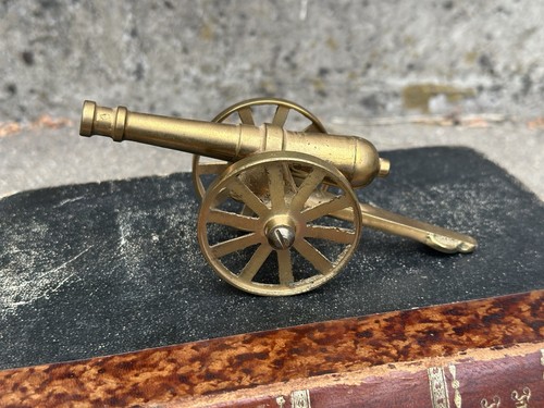 Vintage brass cannon decor - cannon,