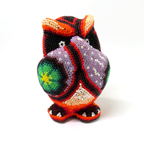 Huichol beaded owl sculpture - huichol,