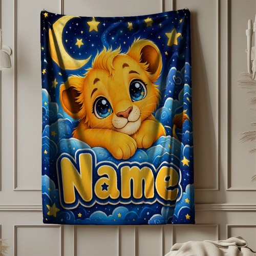 Baby lion custom name - custom, coral