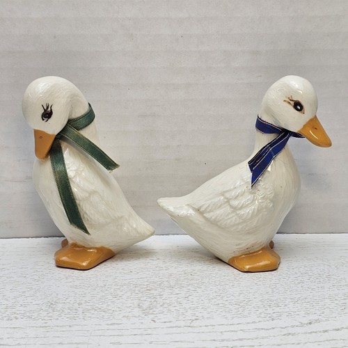 Pair vintage ceramic white - vintage,