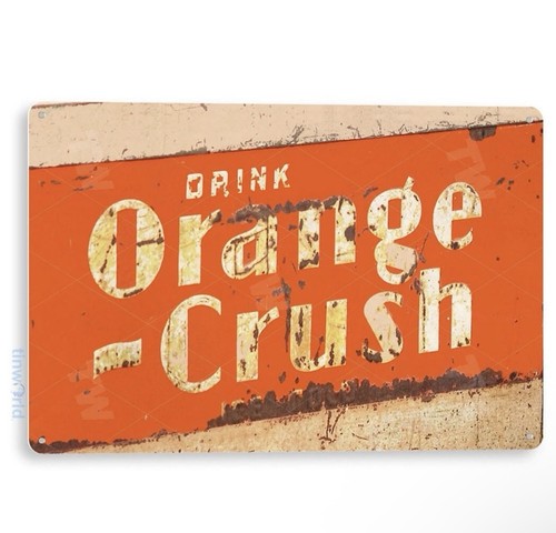 Orange crush tin sign rustic - orange,