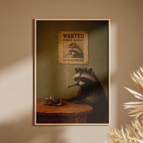 Wanted raccoon print - wanted,