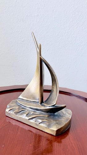 Brass sailboat figurine - brass,