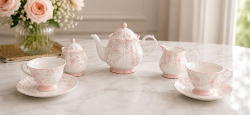 Pink floral porcelain - floral,
