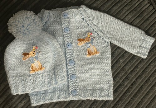 Hand knitted months rabbit - hand,