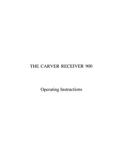 Carver 900 receiver owners - 900,