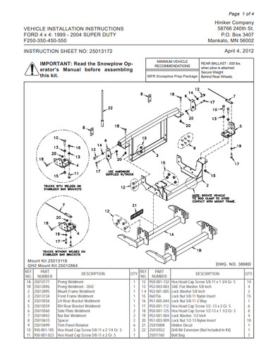 Hiniker plow mount 25012864 - hiniker,