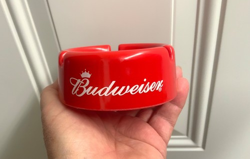 Vtg red budweiser ashtray - red,