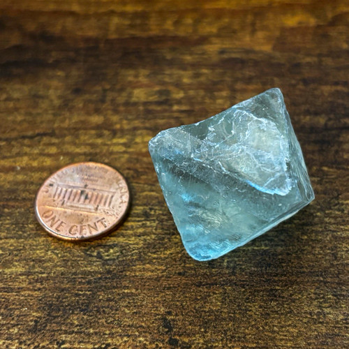 Blue fluorite octahedron - fluorite,