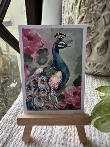Aceo print original peacock - aceo,