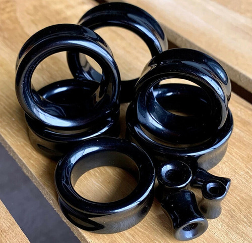 Pair black agate organic stone - black,