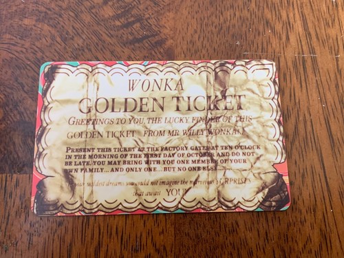 Willy wonka golden - ticket, card
