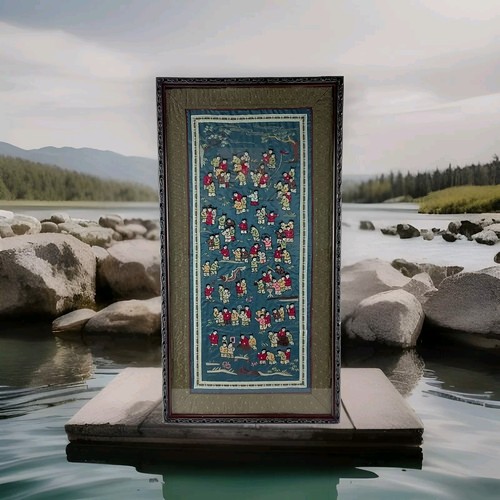 Framed asian chinese silk - framed,