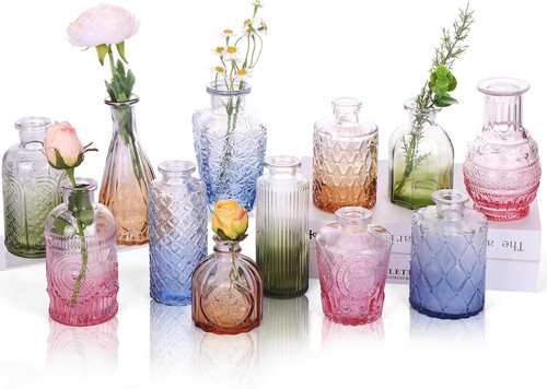 Colorful glass bud - 12, vase