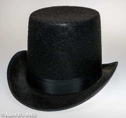 Top hat black pressed felt - black,
