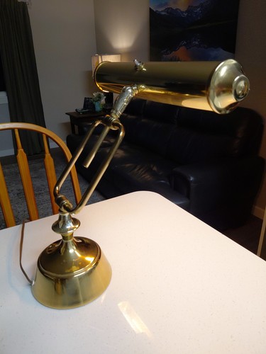 Brass bankers lamp - brass, piano