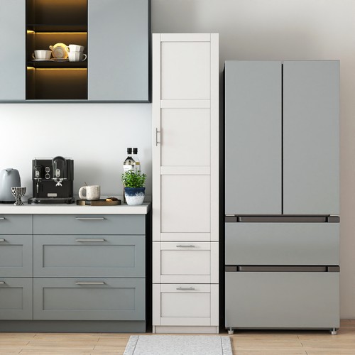 White pantry cabinet - pantry, with