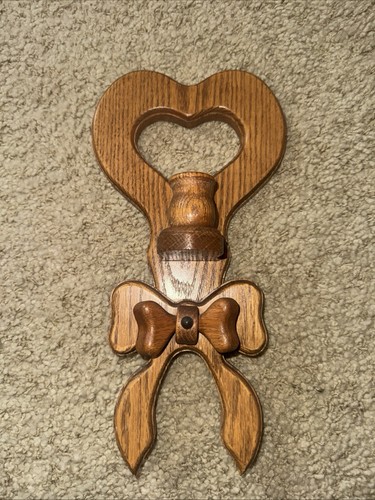 Vtg oak wood wall sconce - vtg,