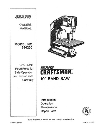 Owner manual parts - manual,