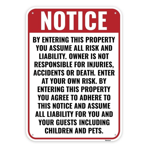 Enter own risk sign - enter, at