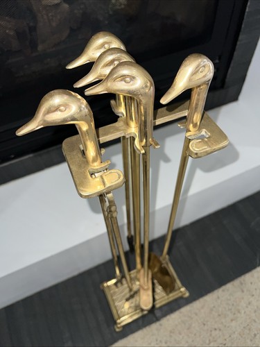 Brass duck head fireplace - brass,