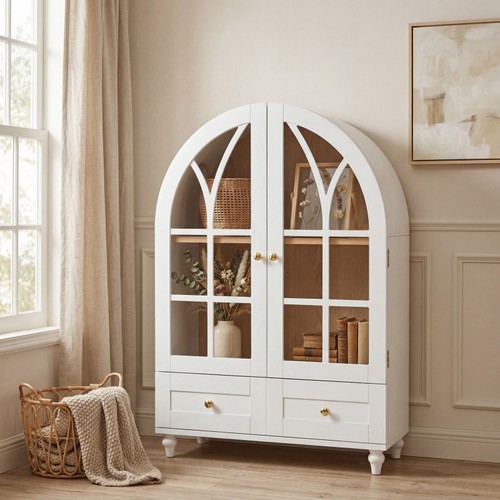 Arched display cabinet wood - display,