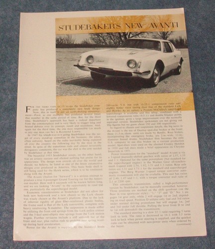 1962 studebaker avanti vintage - avanti,