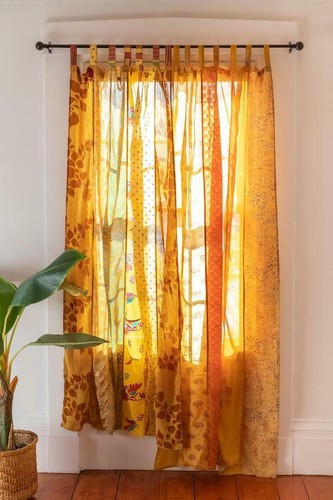 Indian sari patchwork curtain - indian,