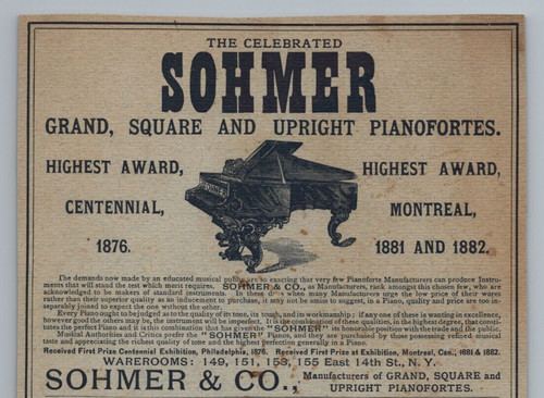 1880s 1884 sohmer piano - 1884,