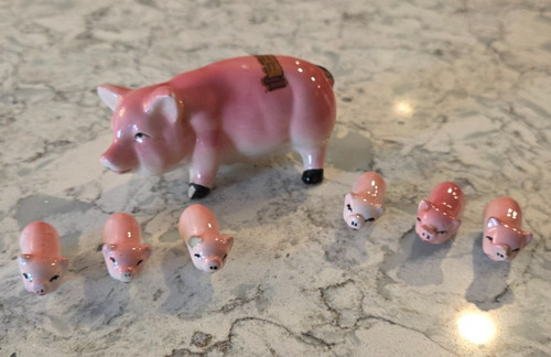 Vintage ceramic pink pig pigs - vintage,