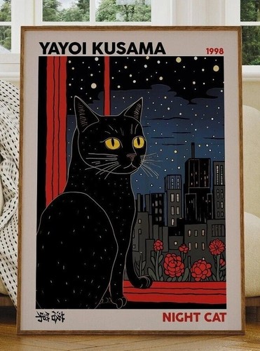 Night cat yayoi kusama - cat,