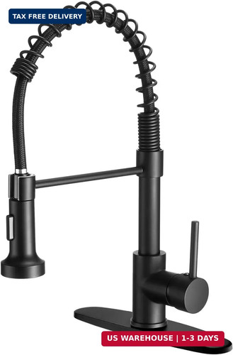 Black kitchen faucet with pull - kitchen,