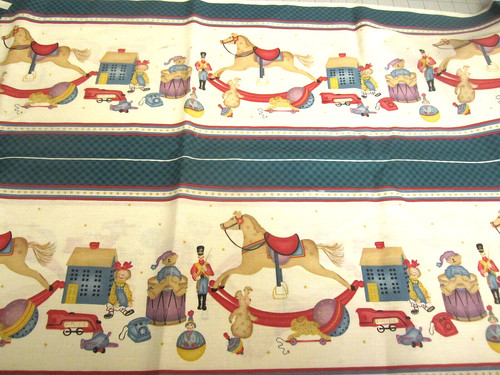 Vtg fabric cotton rocking - fabric,