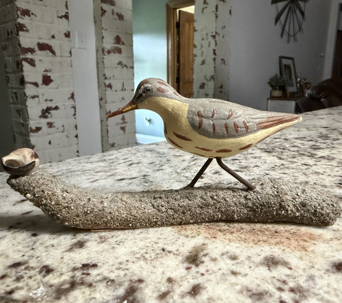 Hand carved wooden shorebird