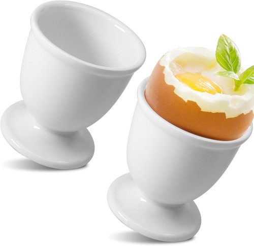 White ceramic egg cups - cups, set