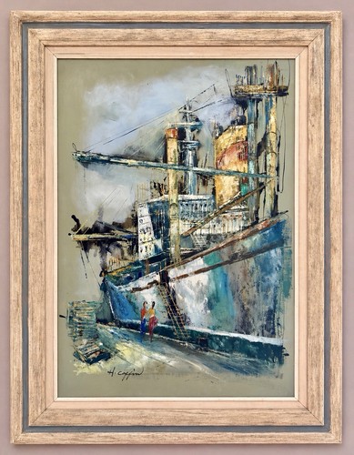 Vtg large impasto - impasto, harbor
