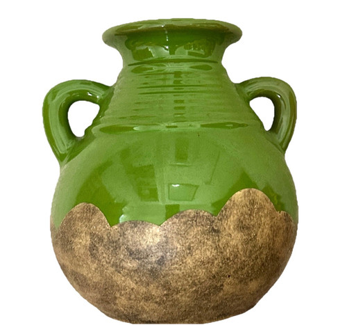 Green olive urn jar vase - urn,