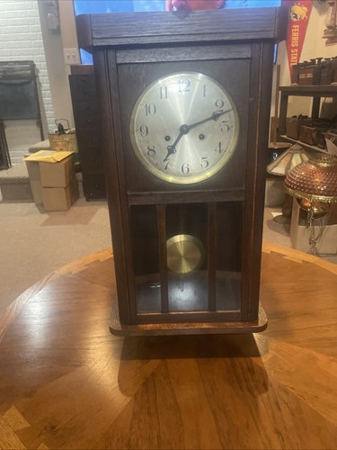 Antique german oak wall clock - antique,