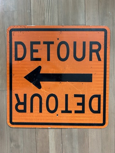 Detour sign with arrow - detour,